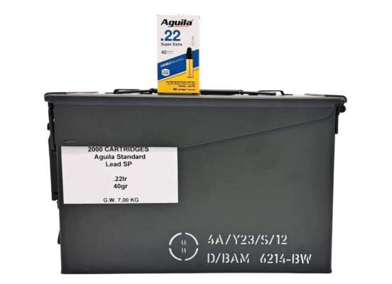 .22 LR Aguila Standard 40 grs. LRN 2000 Stück mit Munitionskiste